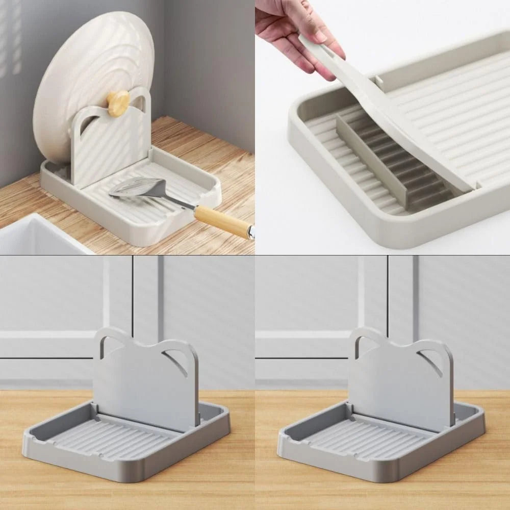 Estante de Cucharas para Encimera de Cocina - Estante para Tapas de Olla y Cucharas - Pequeñas Herramientas Multiusos para Mantener la Encimera Limpia - Estante de Silicona
