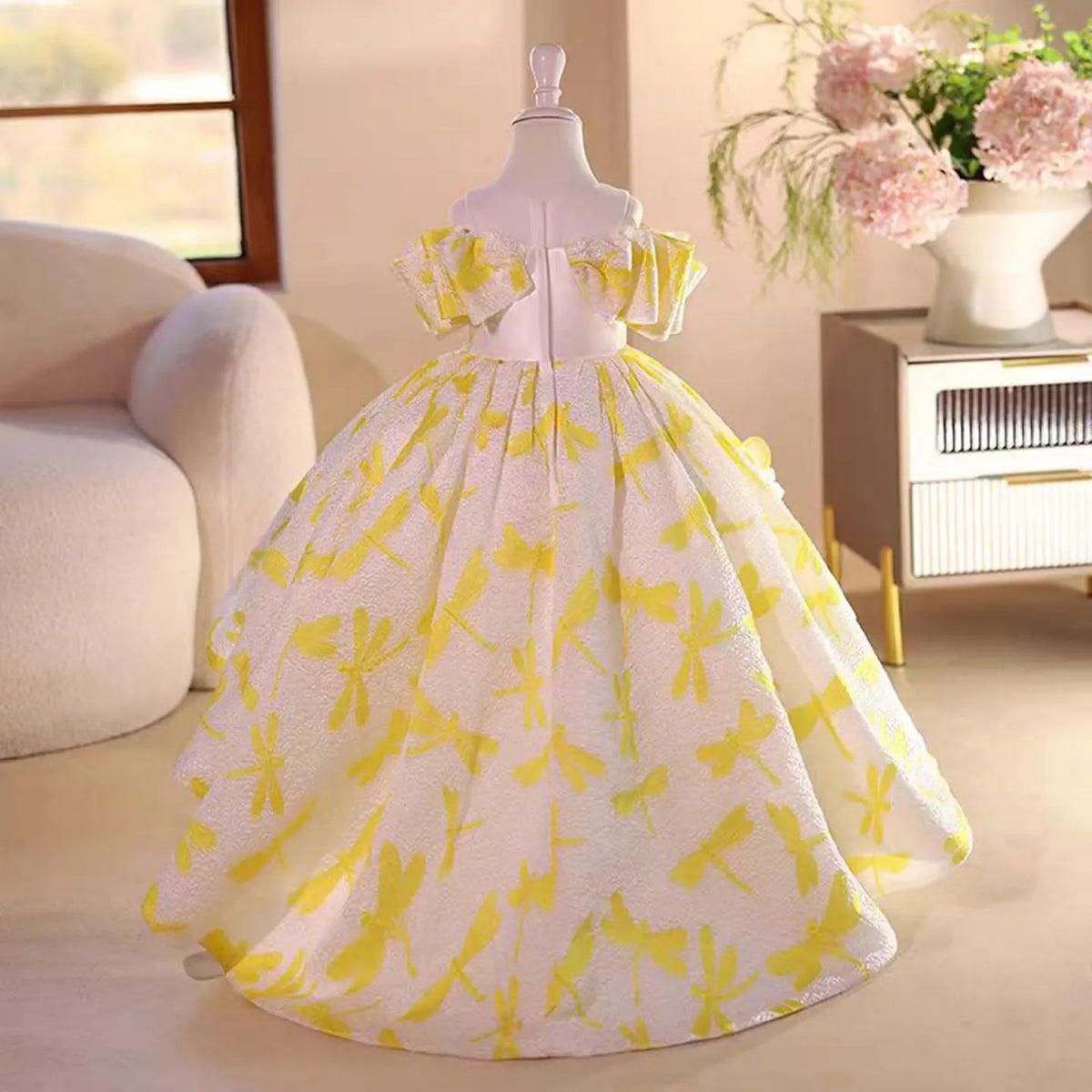Dreamy Vow J703 Adorable Off-Shoulder 3D-Flower Baby Girl Dress With Tailing Princess Ball Gown for Kids Wedding Holiday Party