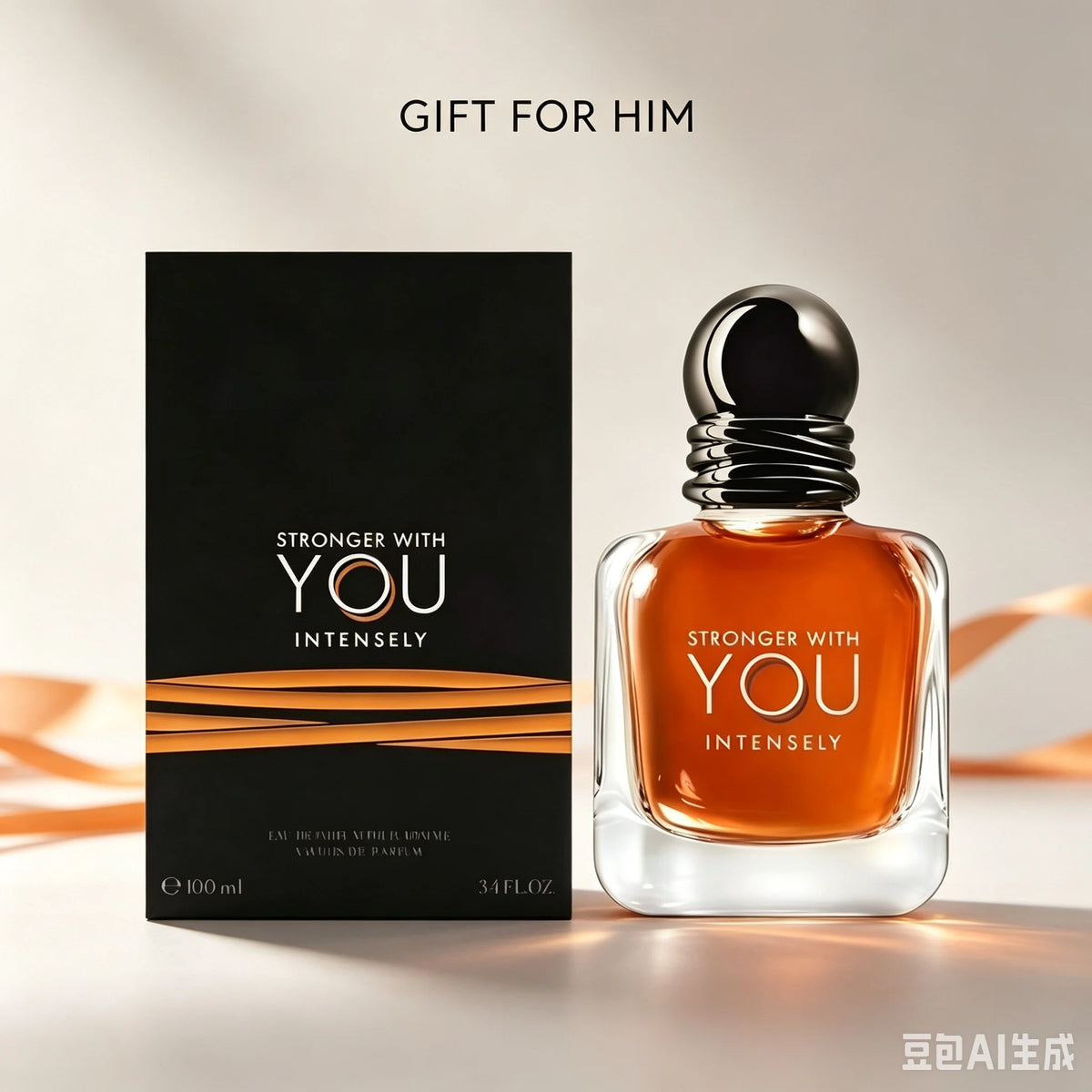 Stronger With You Intensely Men's Eau De Parfum 100ml 3.4 FL.OZ Warm Amber Vanilla Gourmand Fragrance Chestnut Cedar Long Lasting Masculine Cologne Date Night Fall Winter Evening Wear Luxury Gift for Him US Local Stock