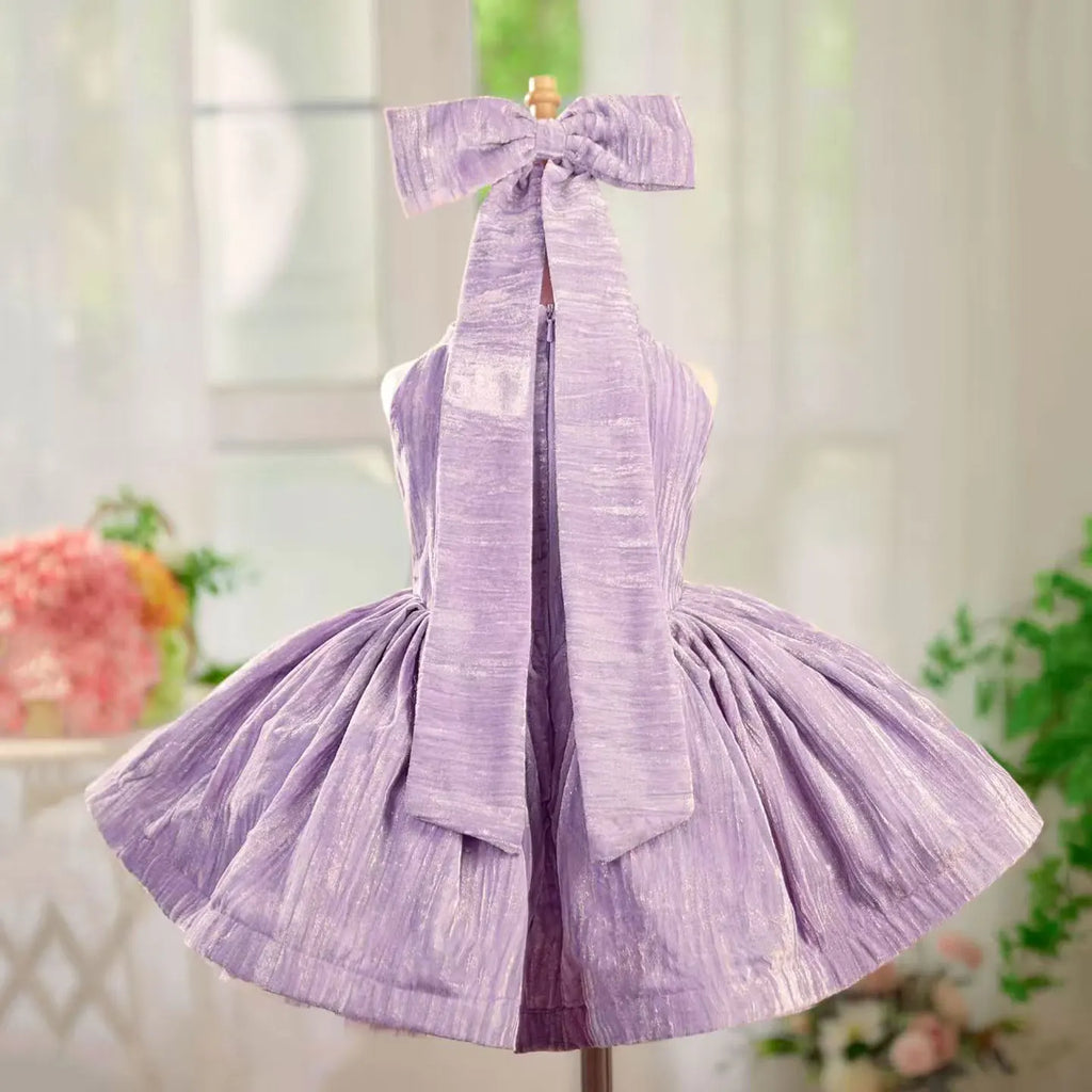 Dreamy Vow J310 Elegant O-Neck Sleeveless Light Lilac Flower Girl Dress With Bow for Kids Holiday Birthday Party Short Ball Gown