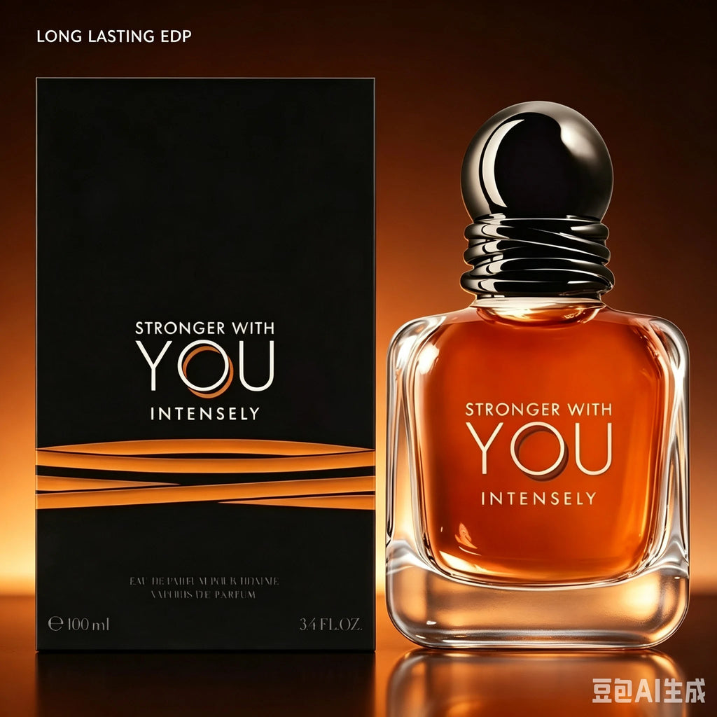 Stronger With You Intensely Men's Eau De Parfum 100ml 3.4 FL.OZ Warm Amber Vanilla Gourmand Fragrance Chestnut Cedar Long Lasting Masculine Cologne Date Night Fall Winter Evening Wear Luxury Gift for Him US Local Stock