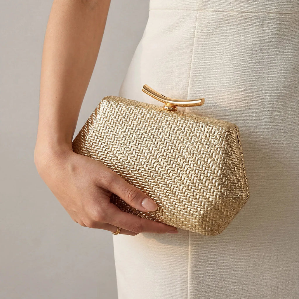 Light luxury woven diamond pattern women's evening bag simple pure colors messenger bag suitable for wedding and party occasions