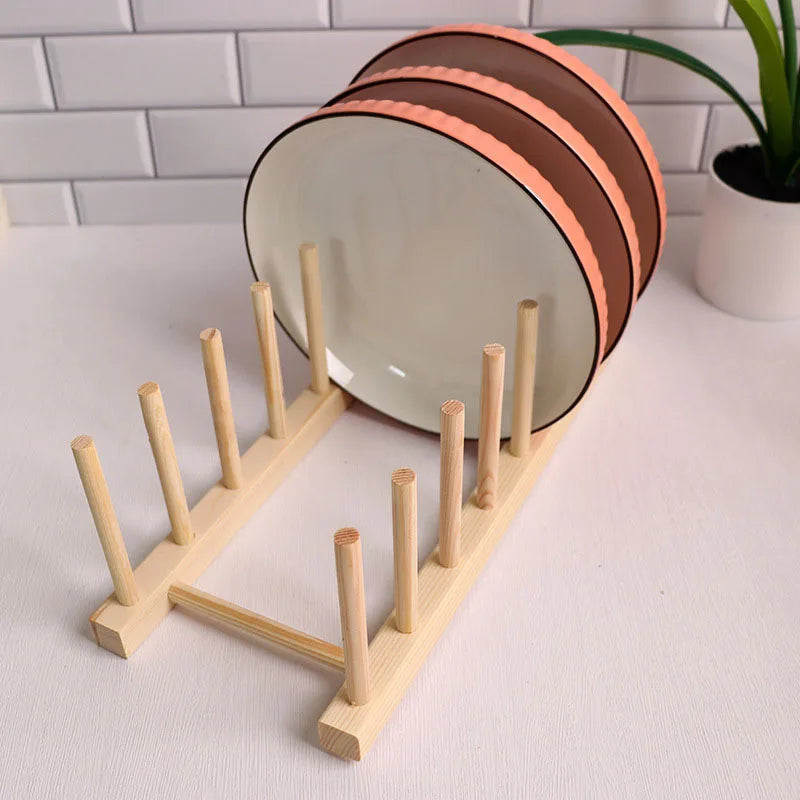 Organizador de almacenamiento de cocina, escurridor de vajilla multifuncional, estante de secado de platos de madera, accesorios de cocina