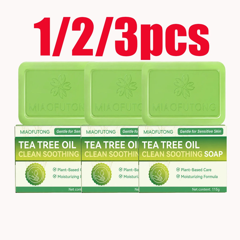 MIAOFUTONG Gentle For Sensitive Skin TEA TREE OILANTIFUNGAL SOAP Plant-Based Care Moisturizing FormulaG Lmproving Acne