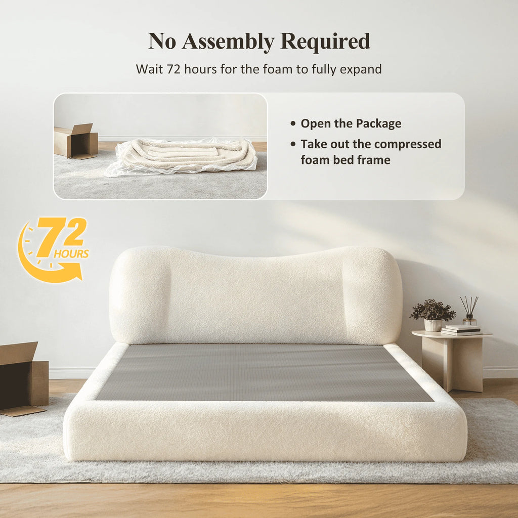 EnHomee Cloud Bed Frame with 5.9" Detachable Headboard, No Assembly Required Beds All-Foam Boneless, Noise-Free, No Box Spring Needed