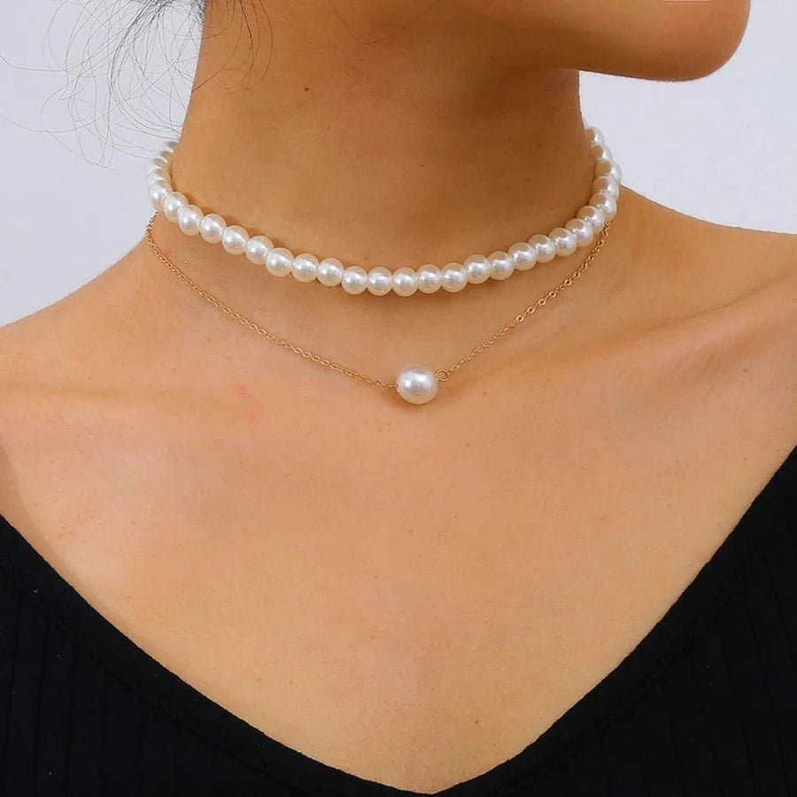 Ywzixln 2021 Trend Elegant Jewelry Wedding Big Pearl Necklace For Women'S Fashion White Imitation Pearl Choker Necklace N0179