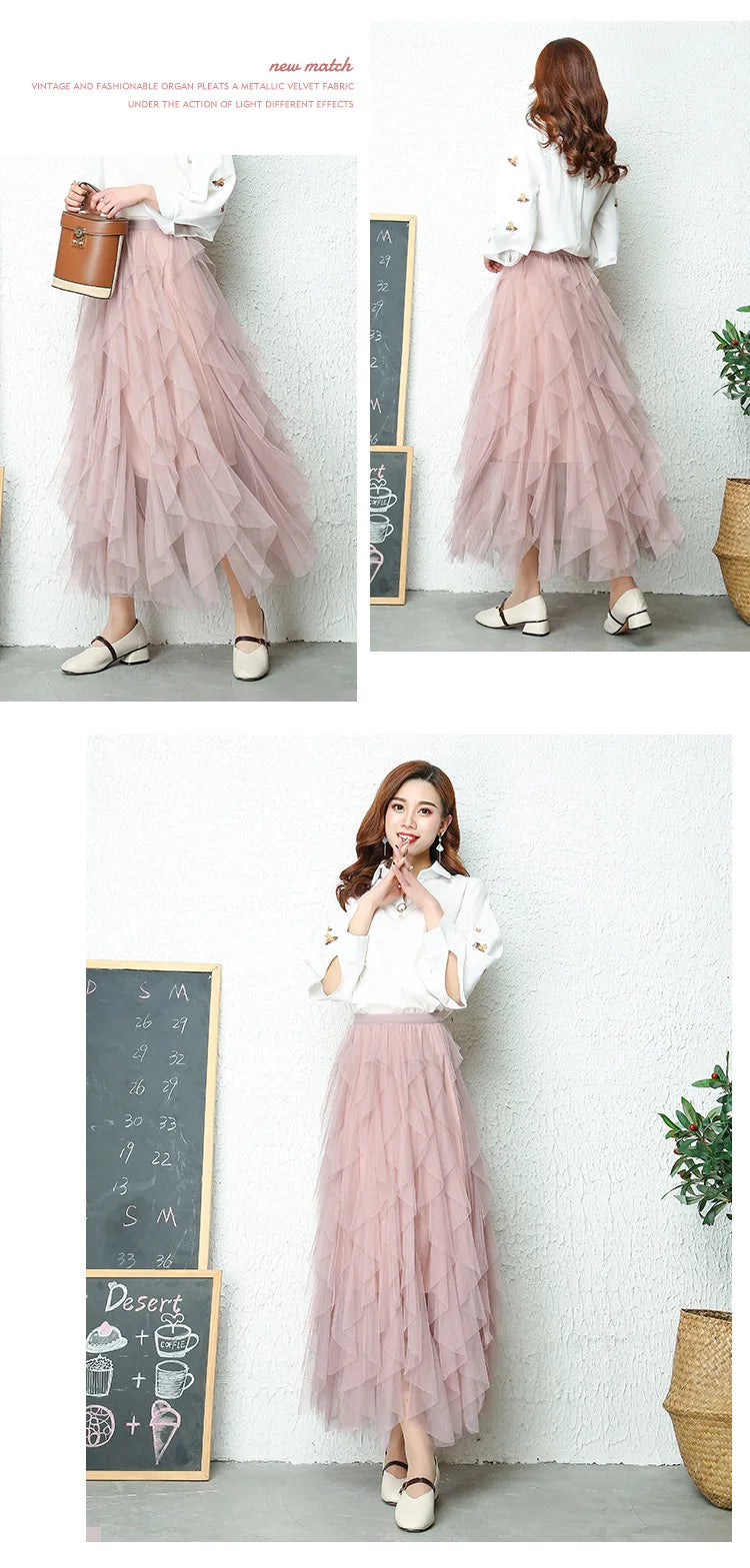 Fashion Tutu Tulle Skirt Women Long Maxi Skirt 2024 Spring Summer Korean Black Pink High Waist Pleated Skirt Female