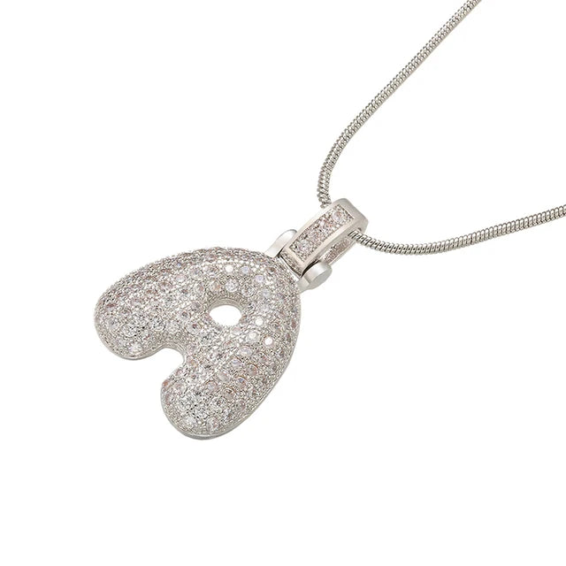 Zhukou 1.25X500Mm Fat And Lovely Crystal Brass Silver Color Letter Necklace For Women'S Friends Birthday Model: Vl34