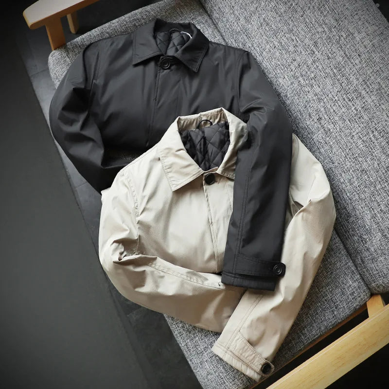Men Clothing 2026 Waterproof and Tear-resistant Autumn Winter Japanese Style Quilted Warm Men's Mid-length Trench Coat