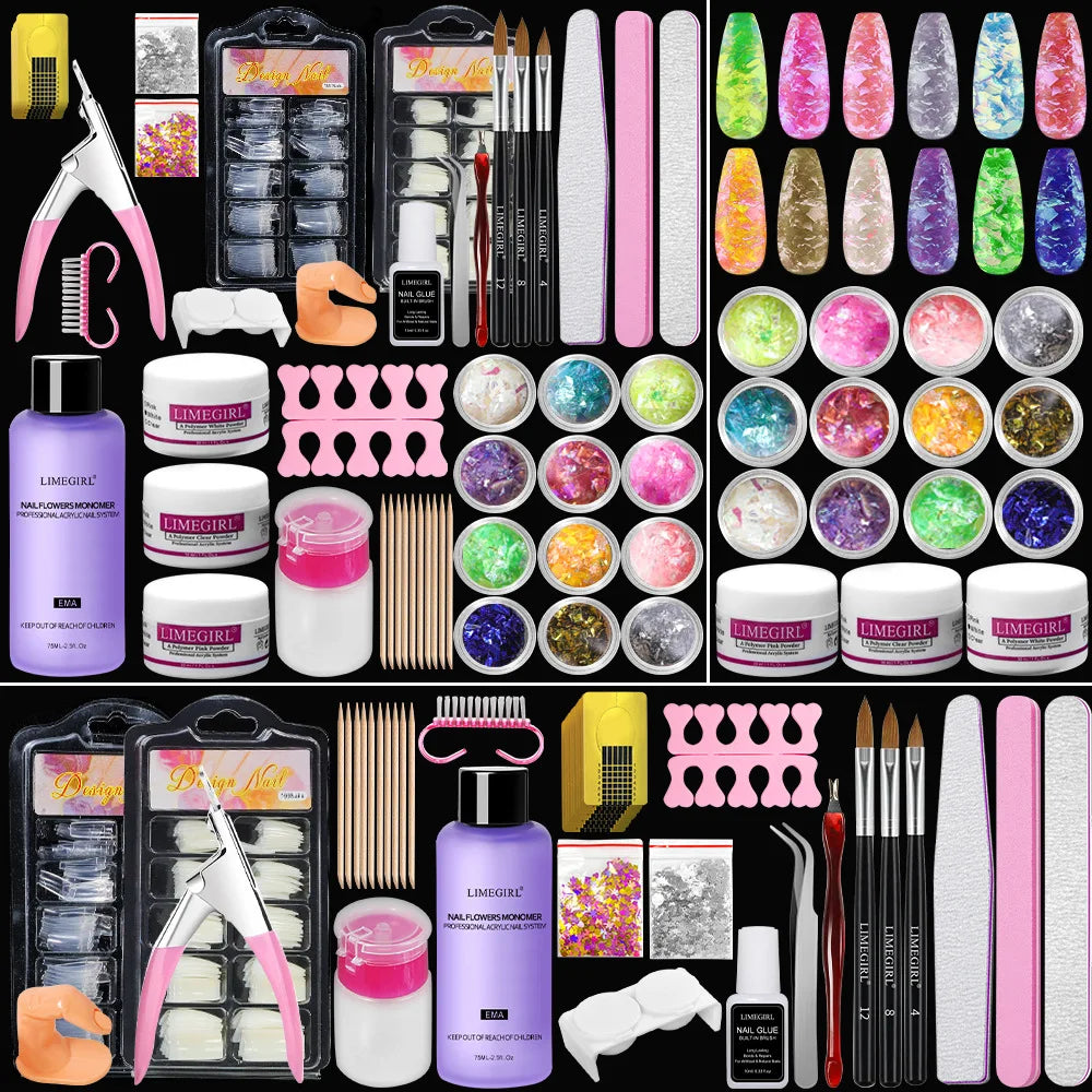 Professional Nail Gel Kit Factory Wholesale UV Light Varnish Soak Gel Girls' Private Label Acrylic Nail Powder Set