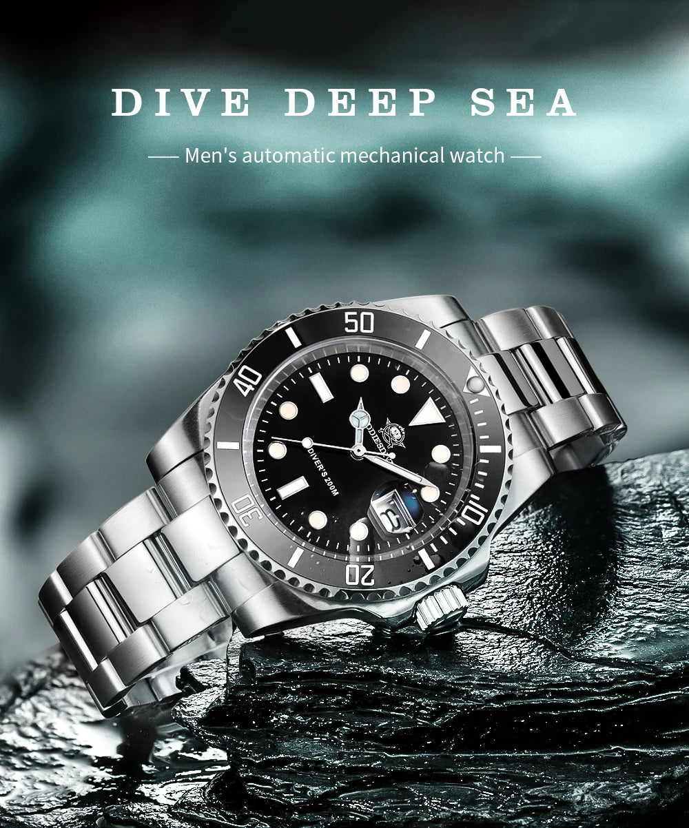ADDIESDIVE stainless steel watch men's European and American business casual quartz watch 200m waterproof outdoor analog watches