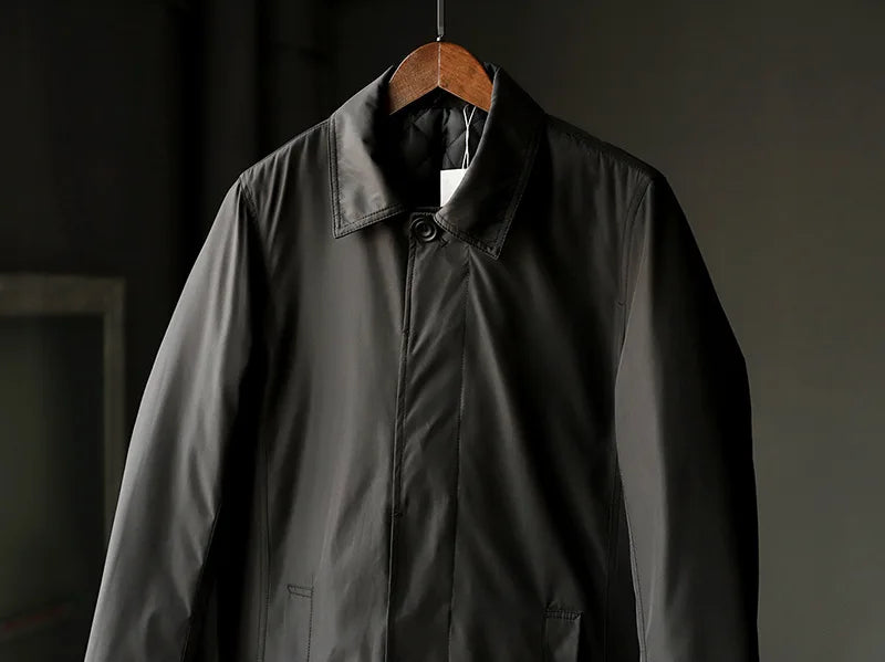 Men Clothing 2026 Waterproof and Tear-resistant Autumn Winter Japanese Style Quilted Warm Men's Mid-length Trench Coat