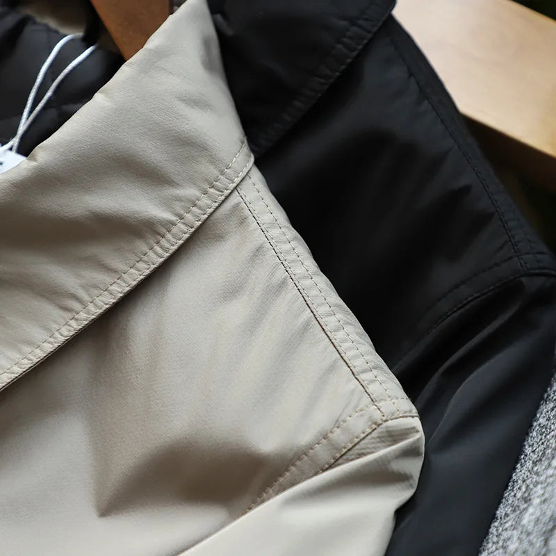 Men Clothing 2026 Waterproof and Tear-resistant Autumn Winter Japanese Style Quilted Warm Men's Mid-length Trench Coat