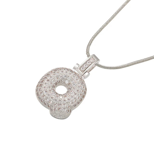Zhukou 1.25X500Mm Fat And Lovely Crystal Brass Silver Color Letter Necklace For Women'S Friends Birthday Model: Vl34