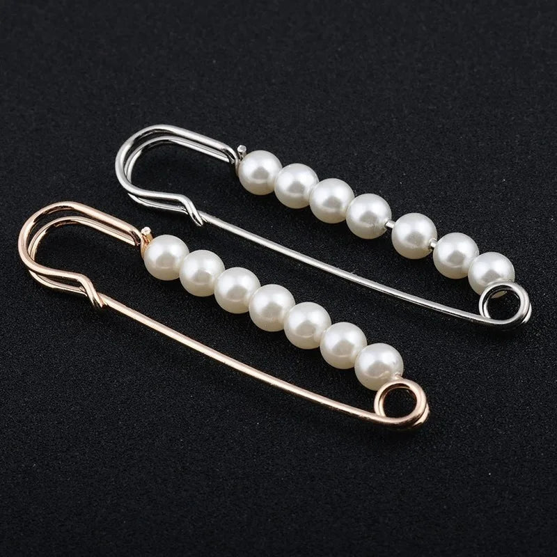 European And American Jewelry Pearl Brooch Big Pin  Silk Scarf Buckle Clothing Boutonniere