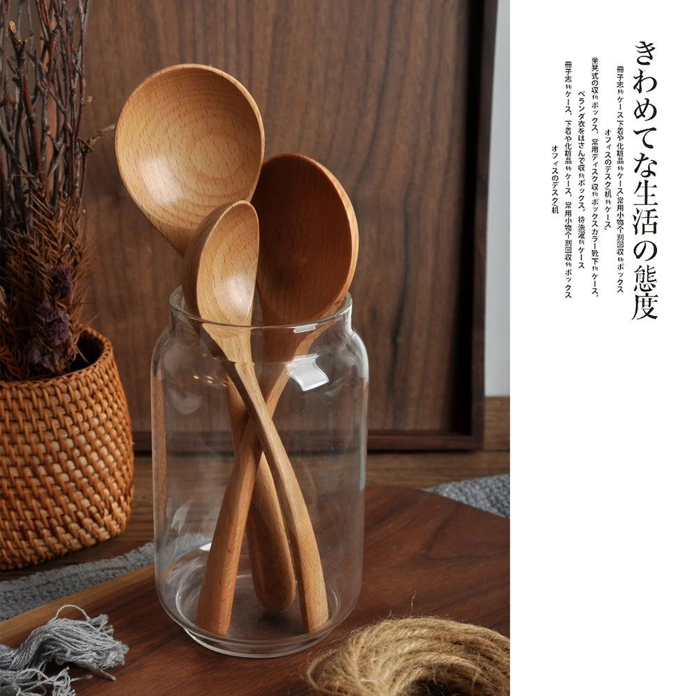Wooden Spoon Rice Scoop Coffee Stirring Mixing Soup Spoons Natural Cooking Utensils Handmade Home Tableware Cutlery for Kicthen