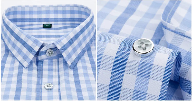 Man High Quality Men's clothing Casual Shirts Leisure Design Plaid Men's Social Shirts Short Sleeve Men's Dress Shirt  Men D88