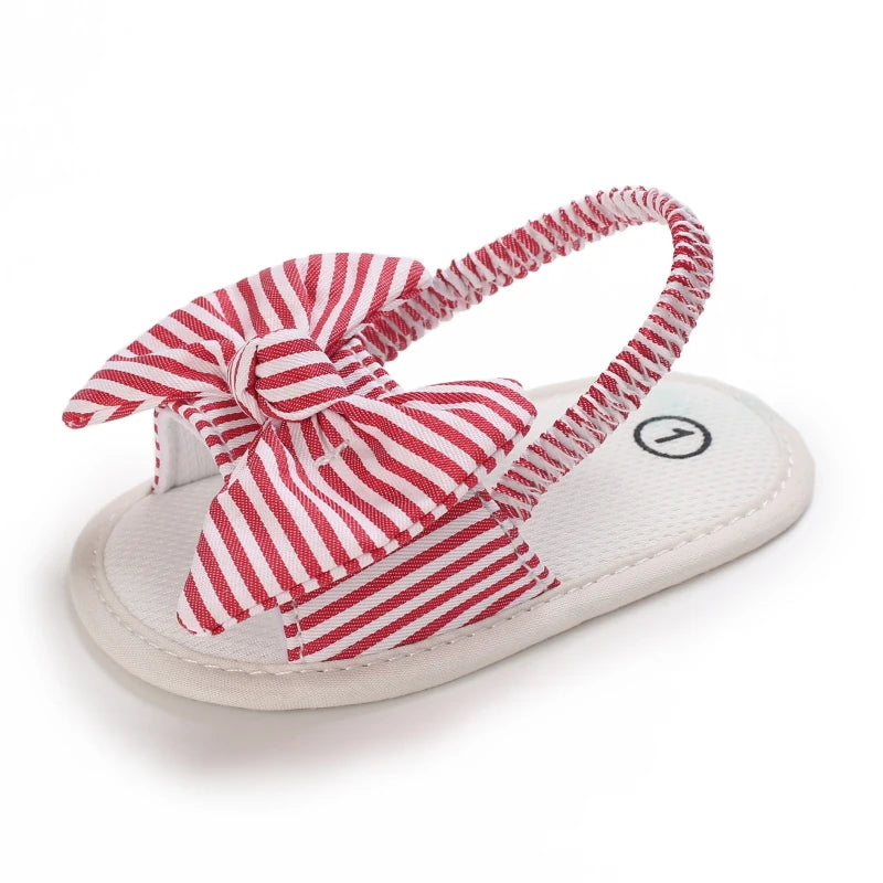 Baby Girls First Walker Sandals - Butterfly Knot Soft Cotton Sole