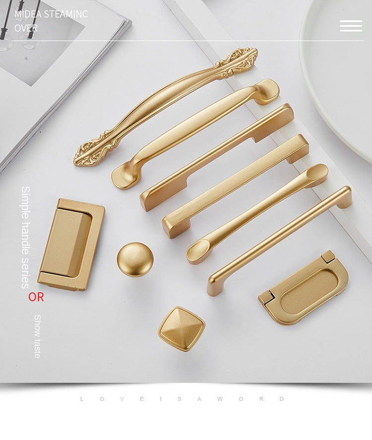 Kitchen Cupboard Knob Square U Type Gold Cabinet Drawer Pull Closet Door Hardware European Fashion Aluminum House Handle