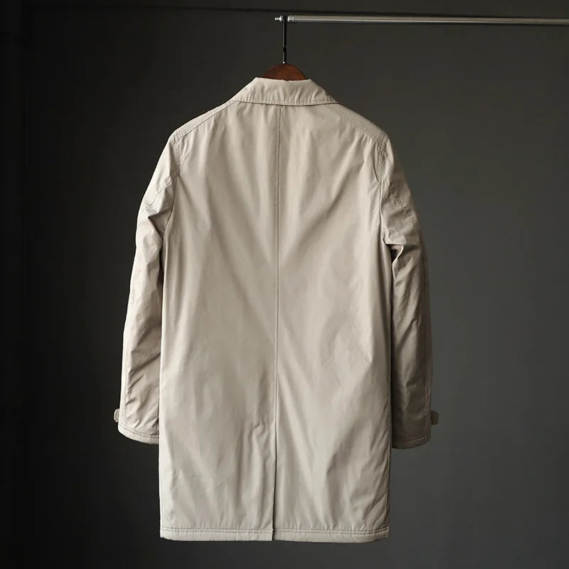 Men Clothing 2026 Waterproof and Tear-resistant Autumn Winter Japanese Style Quilted Warm Men's Mid-length Trench Coat