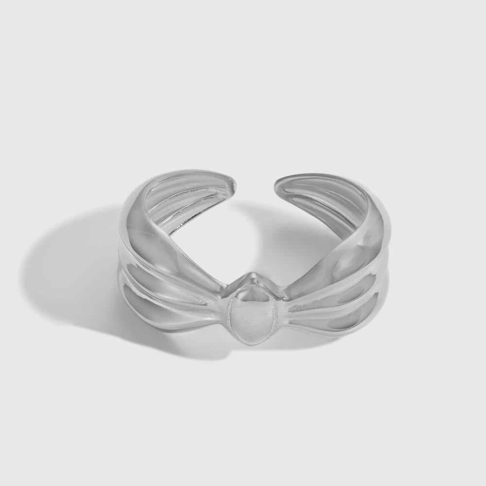 Dylam Fine Jewelry Minimalist 925 Sterling Silver 18K Gold Plated Adjustable Bow Tie Polish Resizable Women'S Rings For Women'S