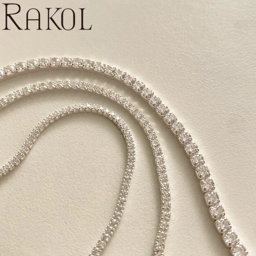 Rakol A356 Minimalist Ins Style S925 Sterling Silver Full Inlaid Square Zircon Tennis Bracelet
