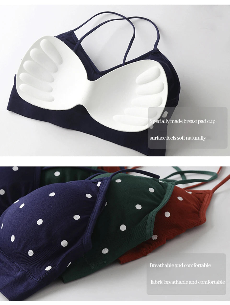 Women's Bra Push Up Bra Sports Bra For Women Seamless Sexy Lingerie Female Polka Dot Soft Fashion Underwear Women's Tube Top