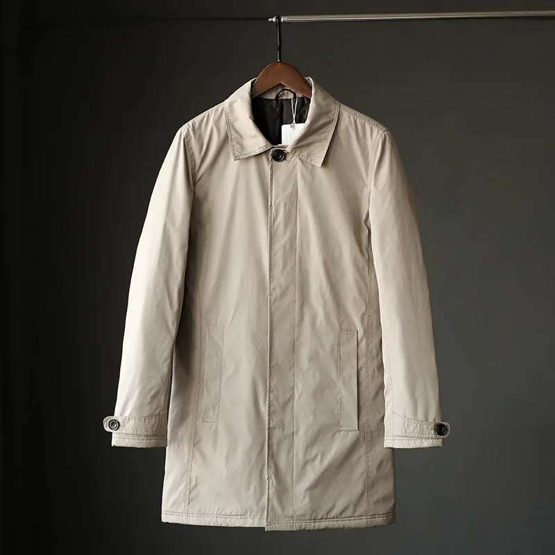 Men Clothing 2026 Waterproof and Tear-resistant Autumn Winter Japanese Style Quilted Warm Men's Mid-length Trench Coat