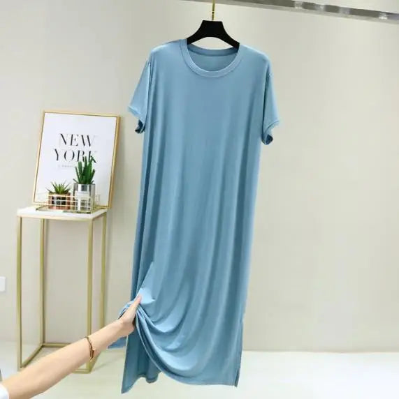 Plus size nightgown women new spring summer long dress modal cotton sleepwear night dress female loose night wear shirt camisola