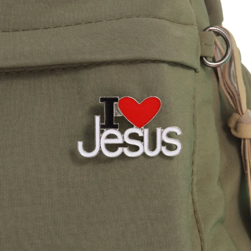 I Love Jesus Enamel Pins Custom Phrase With Heart Brooches Shirt Collar Lapel Badges Jewelry For Kids Friends