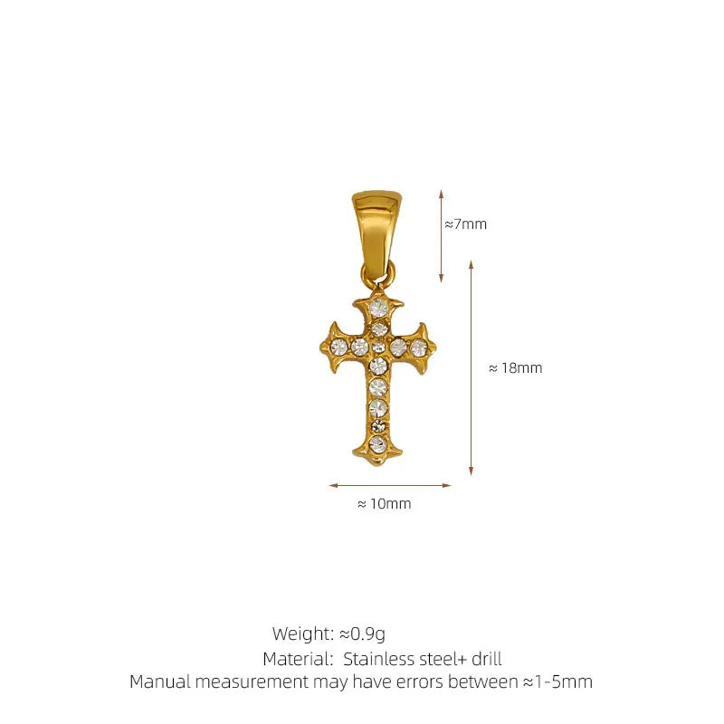 Trendy Diy 316L 18K Stainless Steel Luxury Customize Zircon Cross Charms Pendant Accessories For Jewelry Making