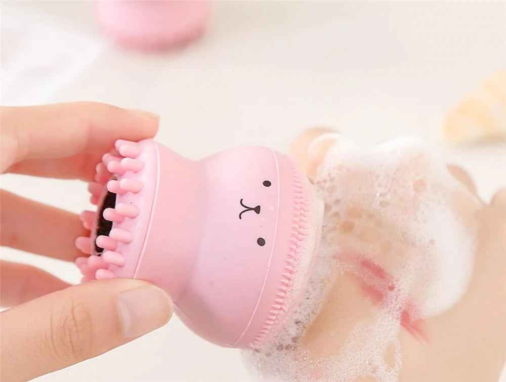 1 piece Cute Octopus Shape Soft Silicone Cleaning Makeup Brush Deep Pore Washing Face Brush Tool Non - toxic Portable Durable