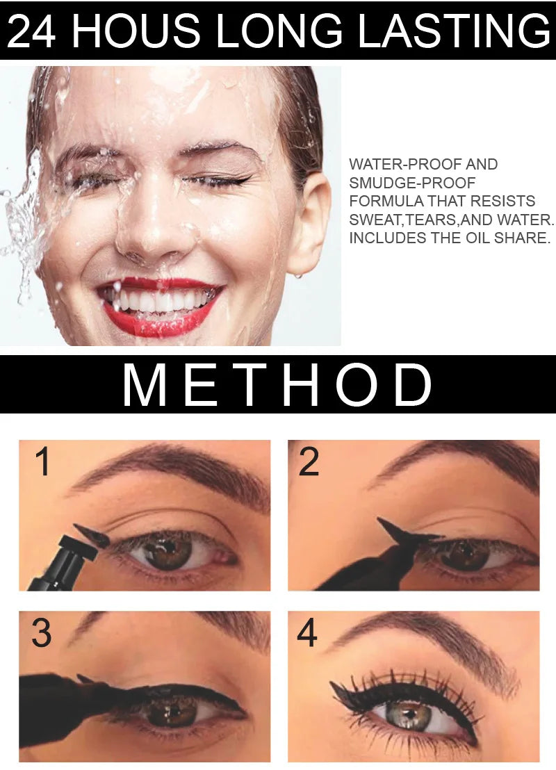 1pcs Big Double-headed seal eyeliner Waterproof and quick-drying black liquid eyeliner small lash glue pen Eye makeup cosmetic