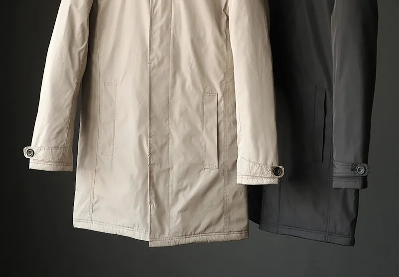 Men Clothing 2026 Waterproof and Tear-resistant Autumn Winter Japanese Style Quilted Warm Men's Mid-length Trench Coat