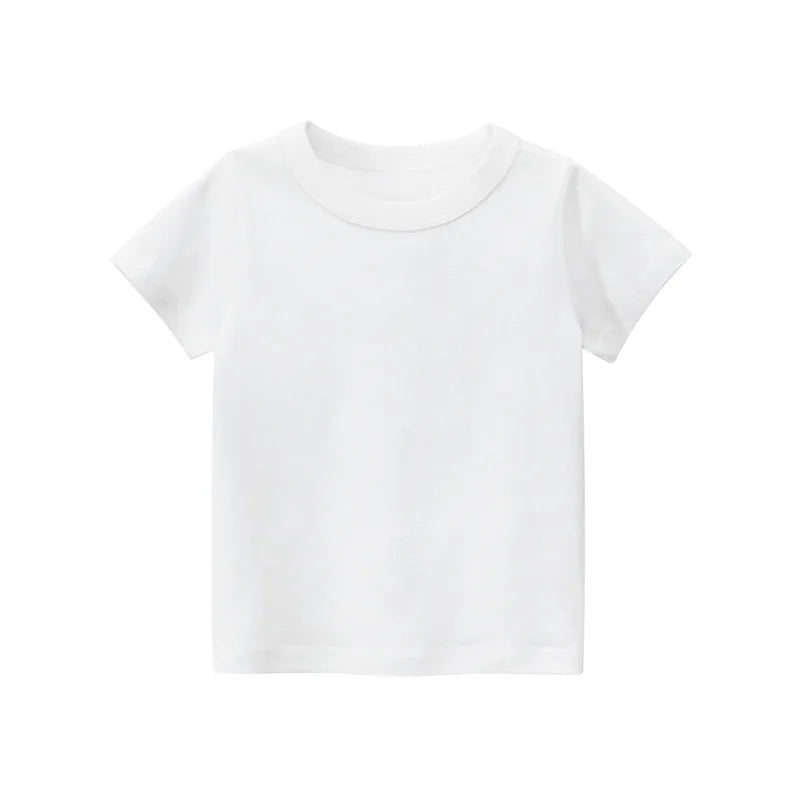 Kids Solid 100% Cotton Short Sleeve T-Shirt – Unisex, Ages 1-9Y