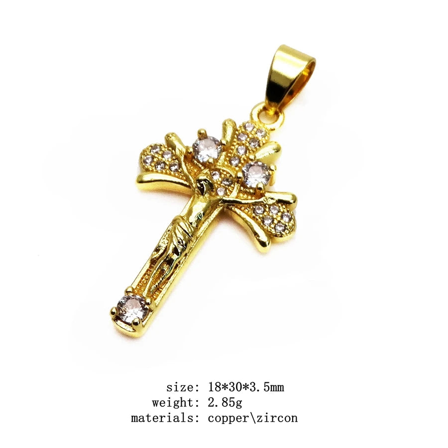 Jesus Cross Micro White Zircon Pendant Crucifix Pendant Contracted Fashion Pendant Necklace Chain Diy Jewelry Accessories