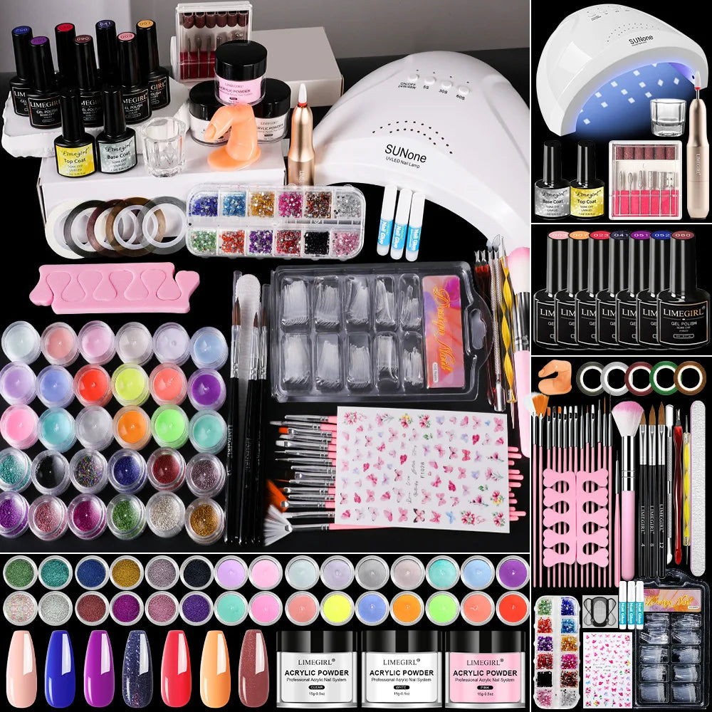 Professional Nail Gel Kit Factory Wholesale UV Light Varnish Soak Gel Girls' Private Label Acrylic Nail Powder Set