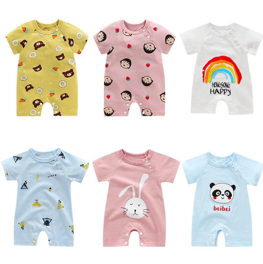 Baby Unisex Romper Jumpsuit - 100% Cotton Short-Sleeve Animal Print