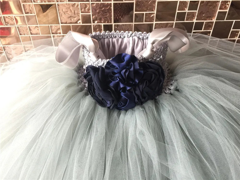 Lovely Girls Dirty Pink Tutu Dress Kids Crochet Flower Dress with Straps and Roses Children Birthday Party Cosplay Costume Dress