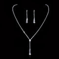 Fashion Crystal Bride Jewelry Set Rhinestone Silver-Plated Wedding Dress Banquet Necklace Earring Set Ladies