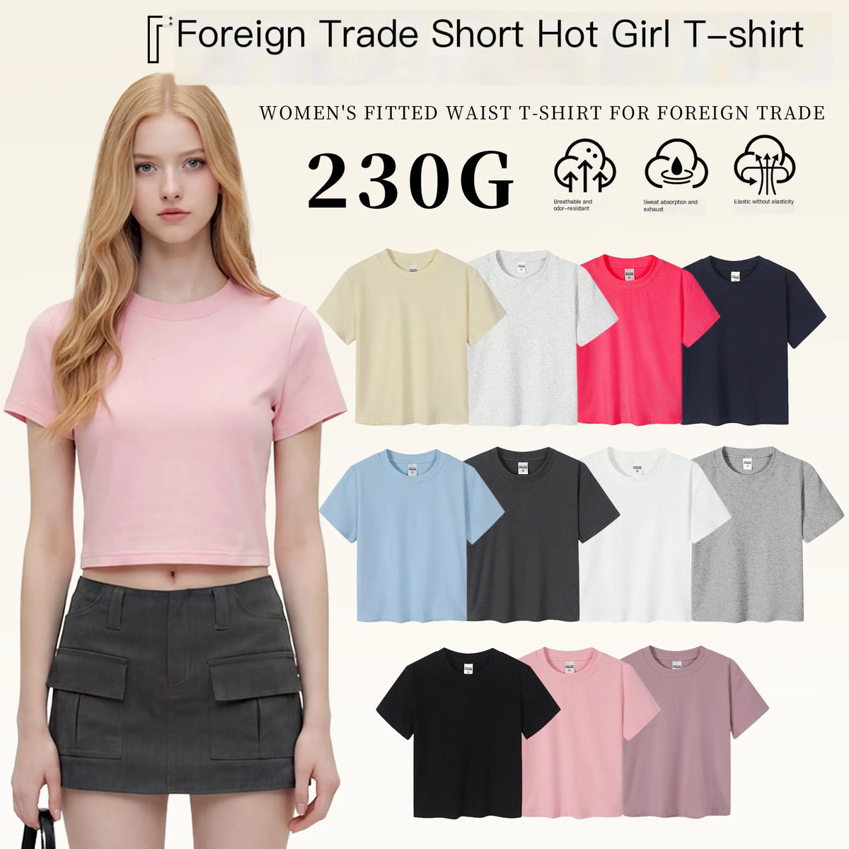 BANMI Women's Slim Fit U Neck Short Sleeve Knit T-Shirt