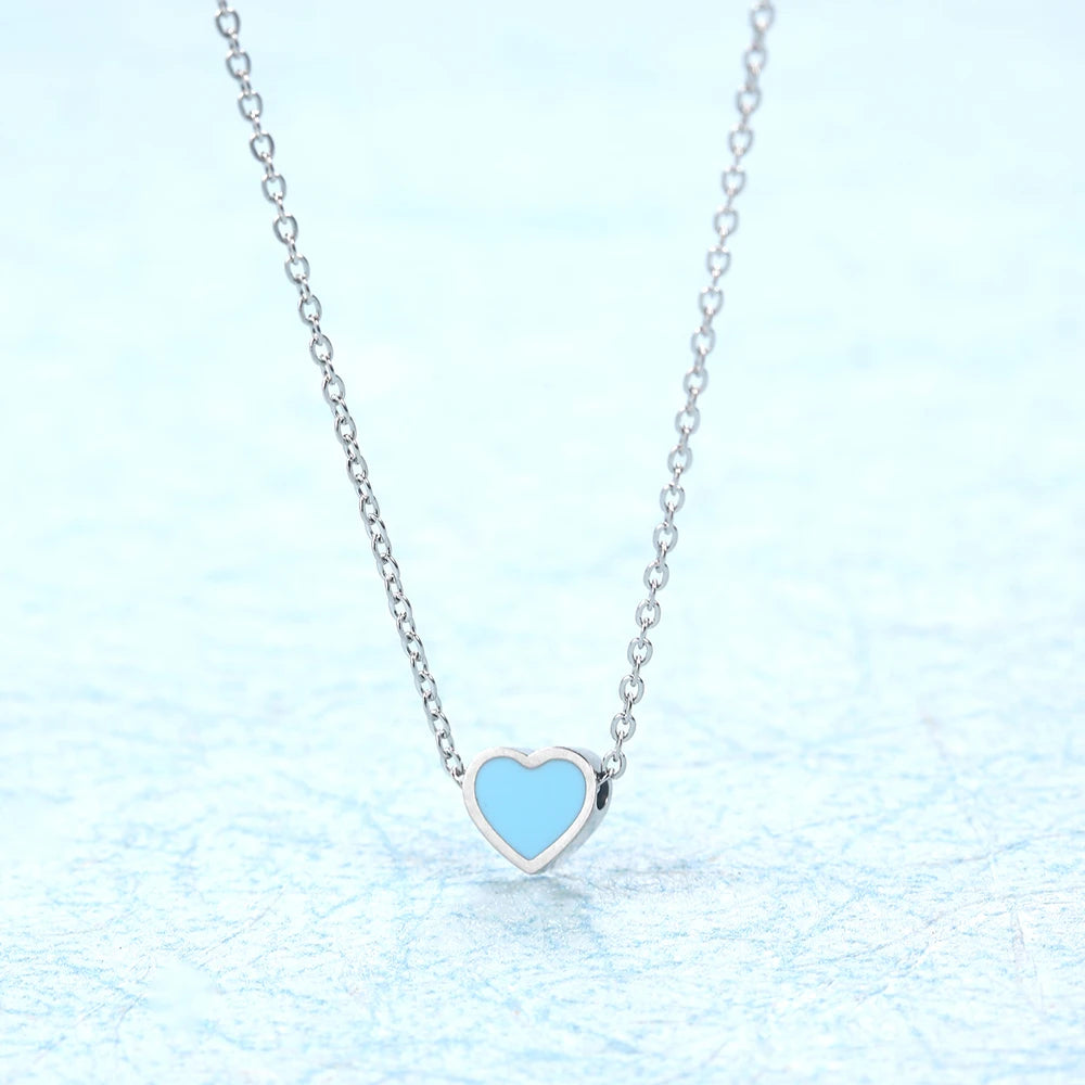 Female 316L Stainless Steel Necklace for Women Color Love Heart Pendant Necklace Heart Charm Necklace Fashion Jewelry Gifts