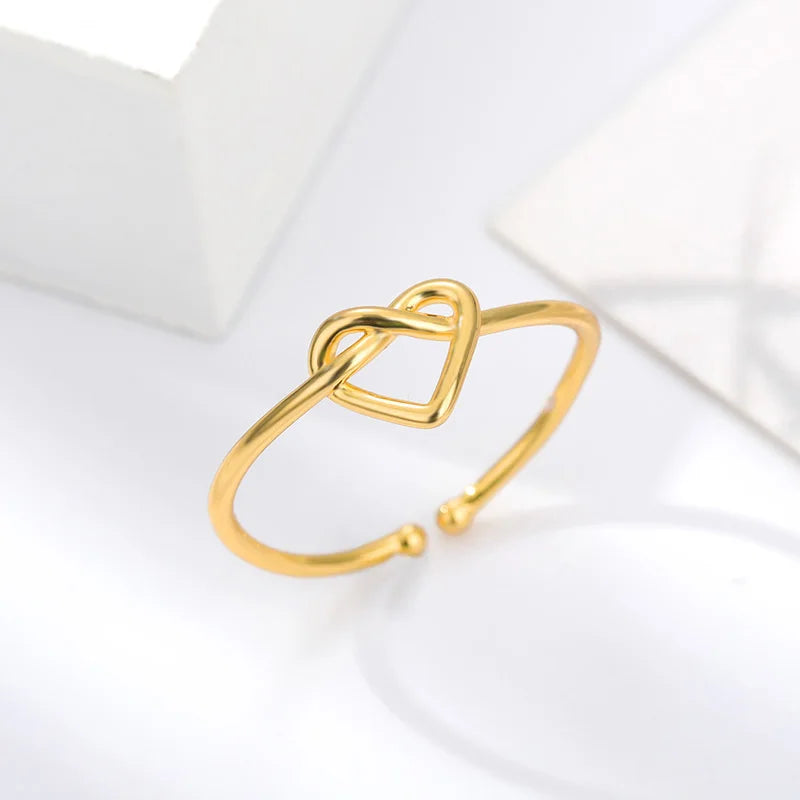 Stainless Steel Rings For Women'S Gold Color Couple Heart Ring 2023 Trend New In Wedding Aesthetic Luxury Jewelry Anillos Mujer