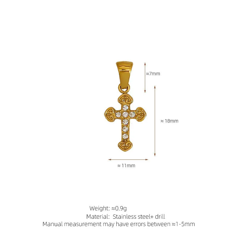 Trendy Diy 316L 18K Stainless Steel Luxury Customize Zircon Cross Charms Pendant Accessories For Jewelry Making