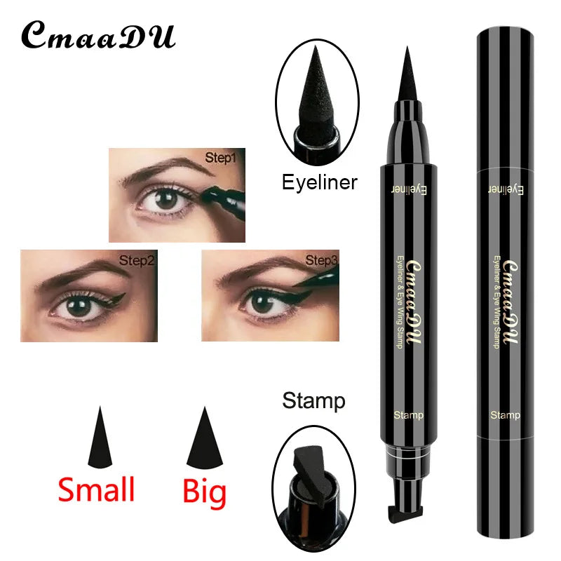 1pcs Big Double-headed seal eyeliner Waterproof and quick-drying black liquid eyeliner small lash glue pen Eye makeup cosmetic