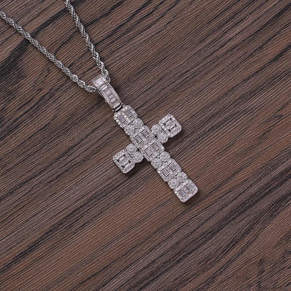 Cn341 Brass Setting Cz Cross Pendants Hip Hop Necklace Bling Bling Jewelry