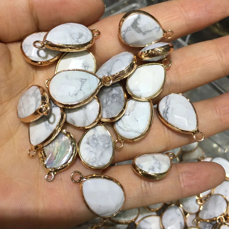 Natural Stone Pendant Water Drop Shape Faceted Mix Color Exquisite Charms For Jewelry Making DIY Bracelet Necklace Accessories