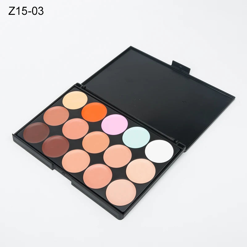 Paleta de correctores de 15 colores, camuflaje, crema, contorno, kit de maquillaje profesional para todos los tonos de piel
