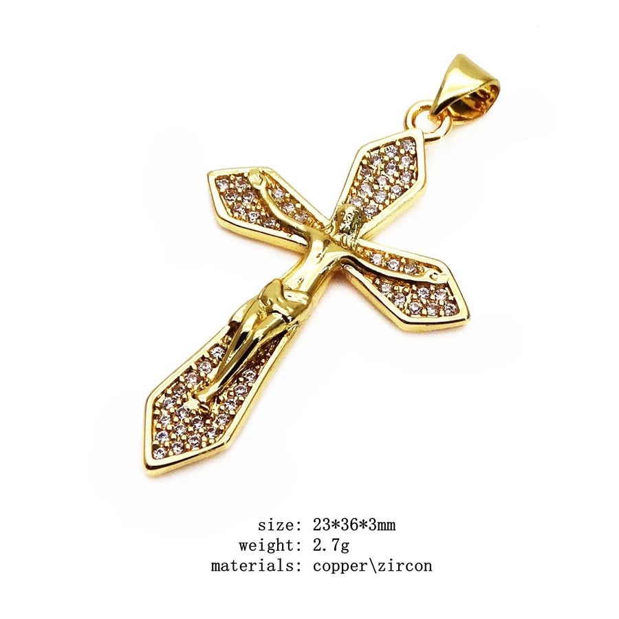 Jesus Cross Micro White Zircon Pendant Crucifix Pendant Contracted Fashion Pendant Necklace Chain Diy Jewelry Accessories