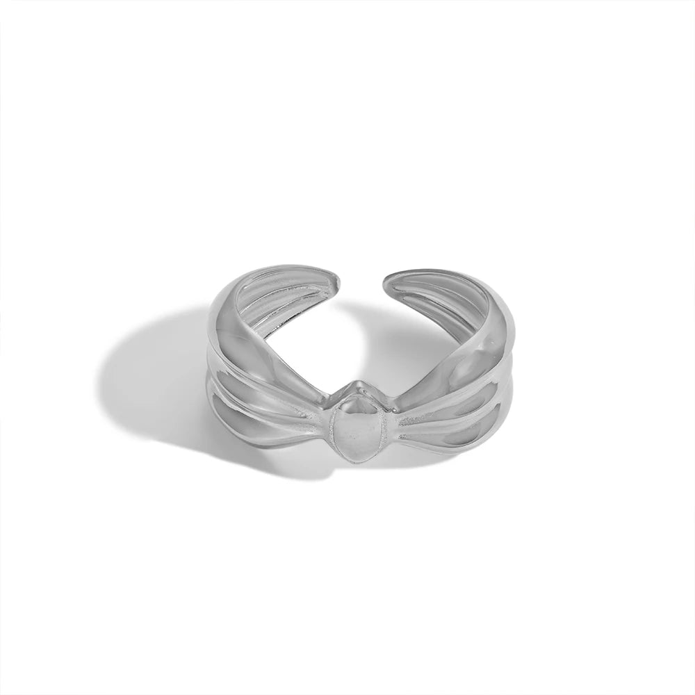 Dylam Fine Jewelry Minimalist 925 Sterling Silver 18K Gold Plated Adjustable Bow Tie Polish Resizable Women'S Rings For Women'S